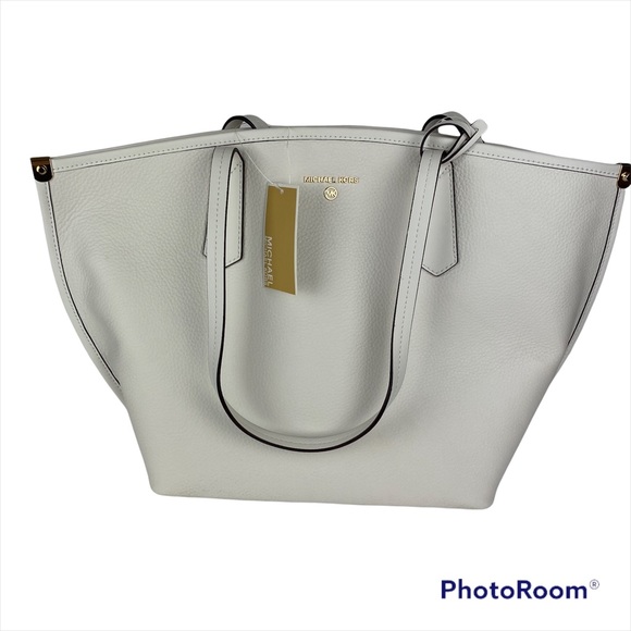 NWT Michael Kors Jane Pebble Leather Large Tote And Wallet Optic White - Picture 3 of 11